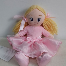 PINK CLOTH DOLL WITH HAIR AND PRINCESS SKIRT PLUSH TOY